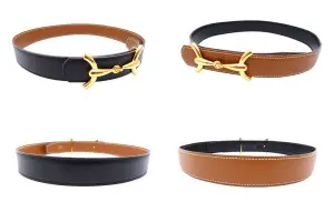 Leather belt, reversible