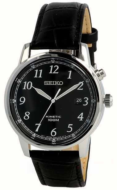 Seiko Men's Analogue Kinetic Watch with Leather Strap SKA781P1