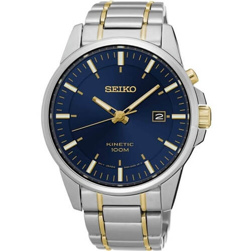 Seiko Mens Analogue Kinetic Watch with Stainless Steel Strap SKA757P1