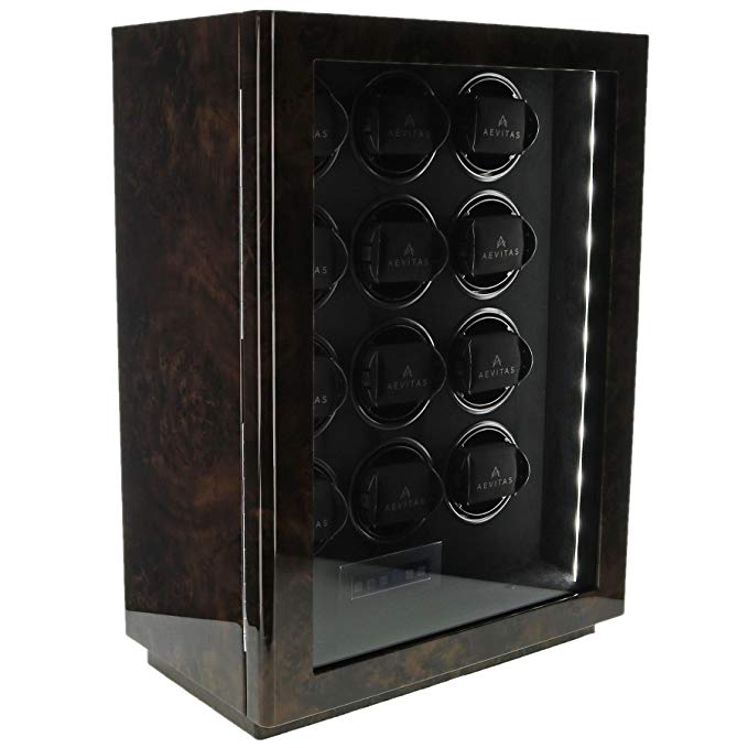 Twelve Watch Winder for Automatic Watches Dark Burl Wood Finish The Classic Collection